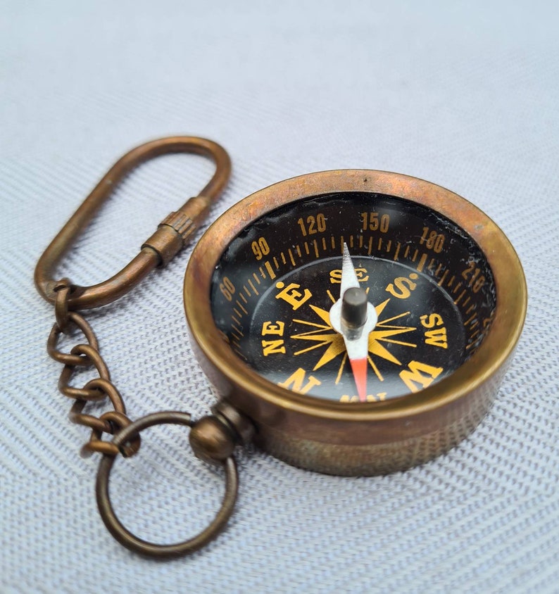 Keychain Compass Etsy