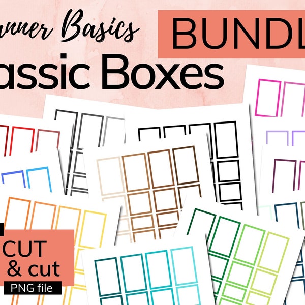 Planner Box Bundle Stickers - PRINTABLE Instant Download PDF & PNG Files (Cricut print and cut) - Fits Classic Happy Planner