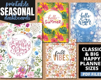 Seasonal Printable Dashboard Dividers | Fits Classic & Big Happy Planner | Instant Download PDF Files