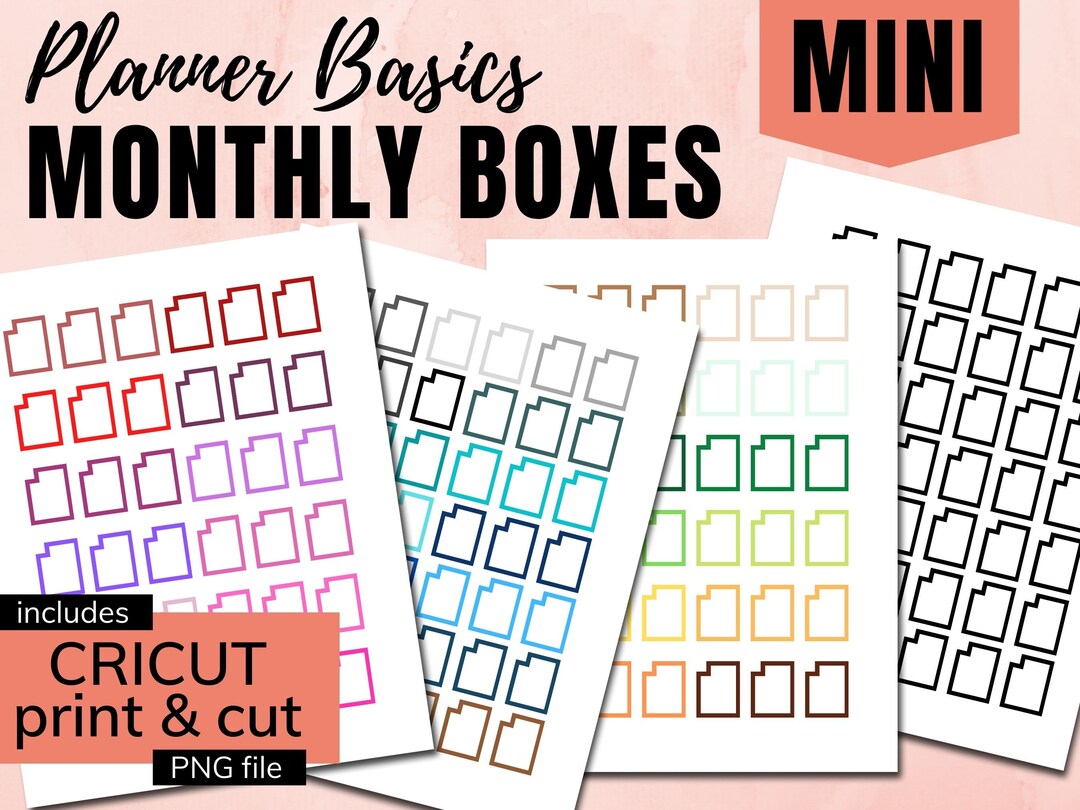 Mini Happy Planner Stickers: Monthly Box Printable (PDF & PNG) - Etsy