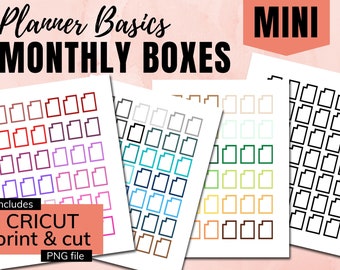 Mini Happy Planner Stickers: Monthly Box Printable (PDF & PNG)