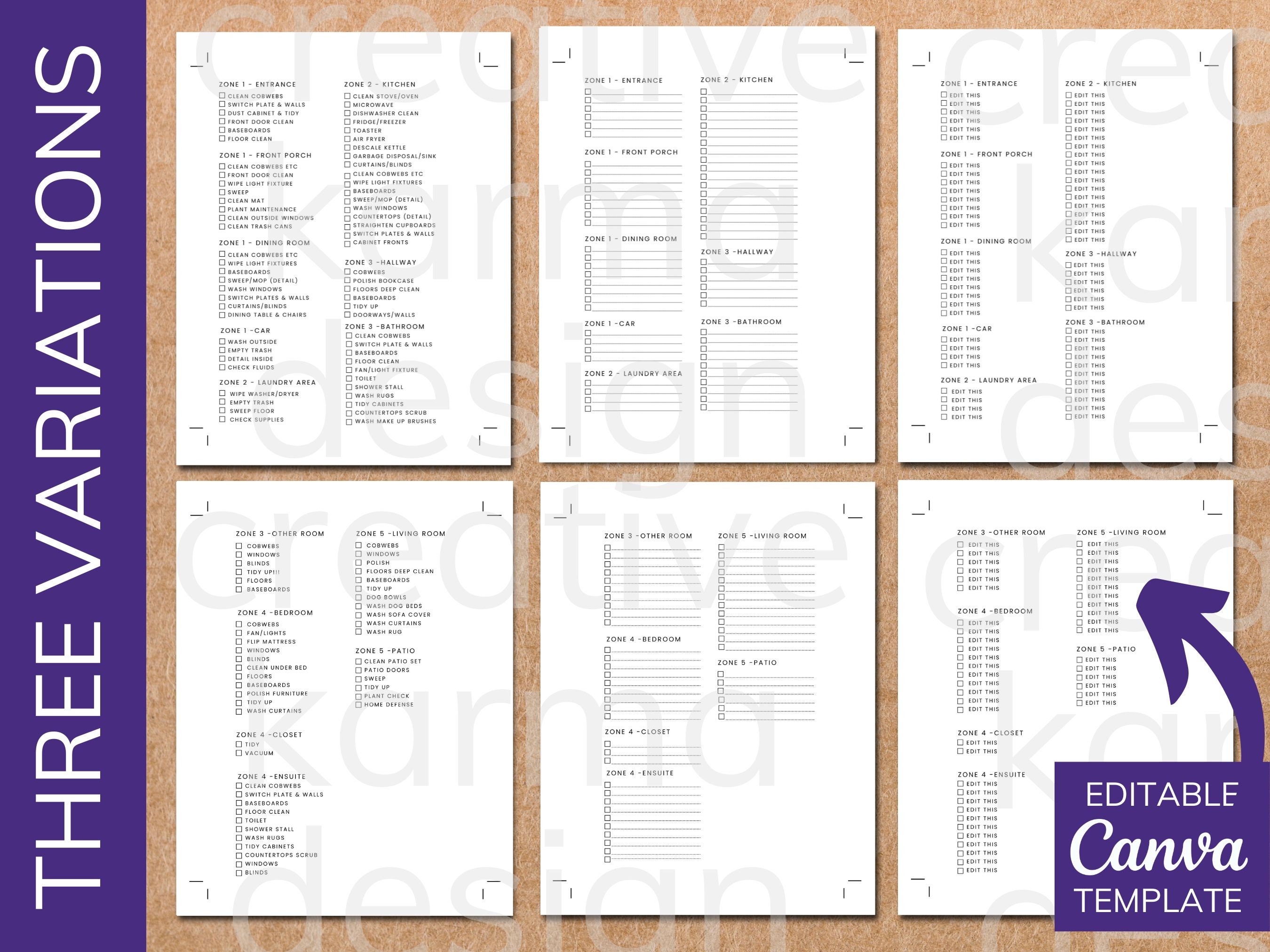 Flylady Printable Zones Montly Checklist for Classic Happy - Etsy