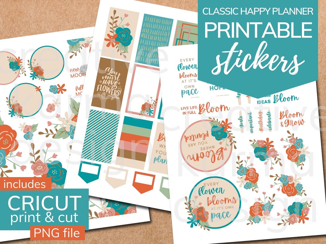 Printable Planner Stickers | Classic Happy Planner | Funky Floral ...
