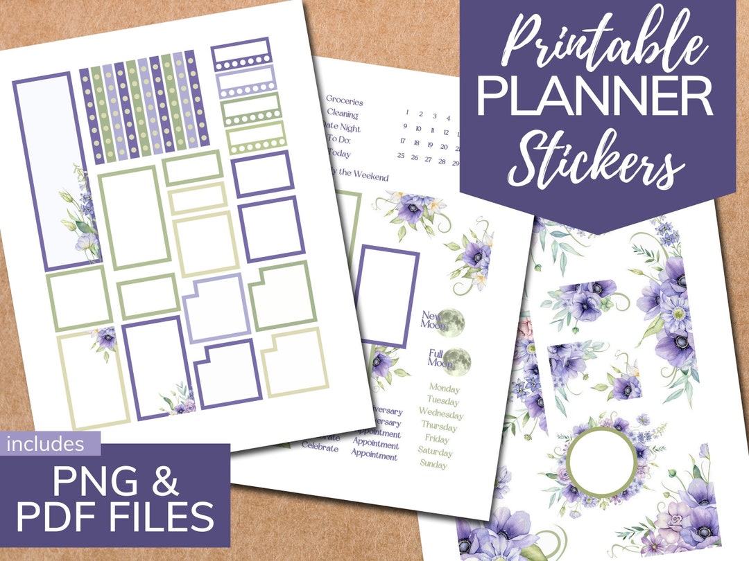 Printable Planner Stickers Happy Planner - Spring Purple Flourish ...