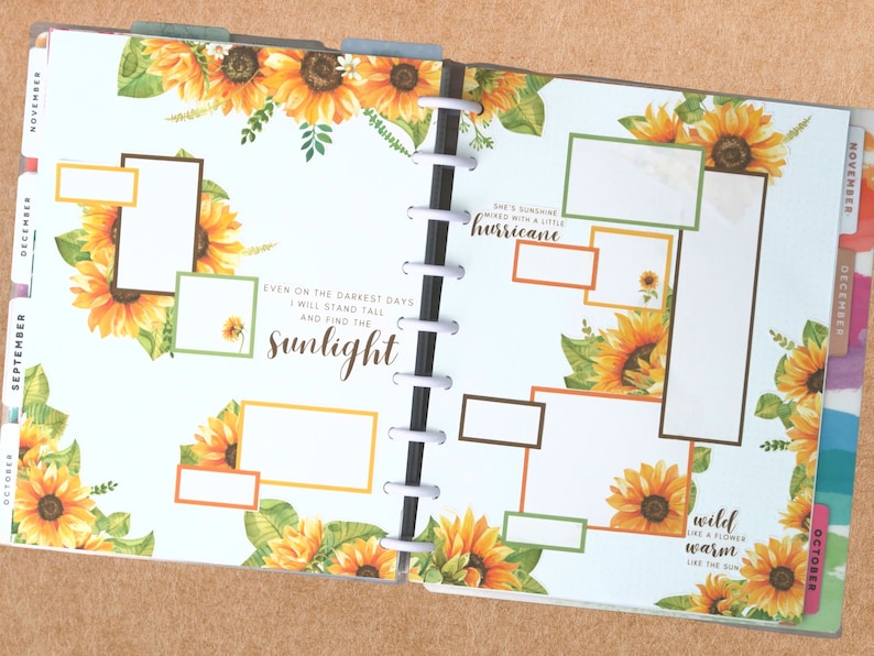 Sunflower Planner Stickers: Classic Happy Planner, Cricut Ready (PDF ...