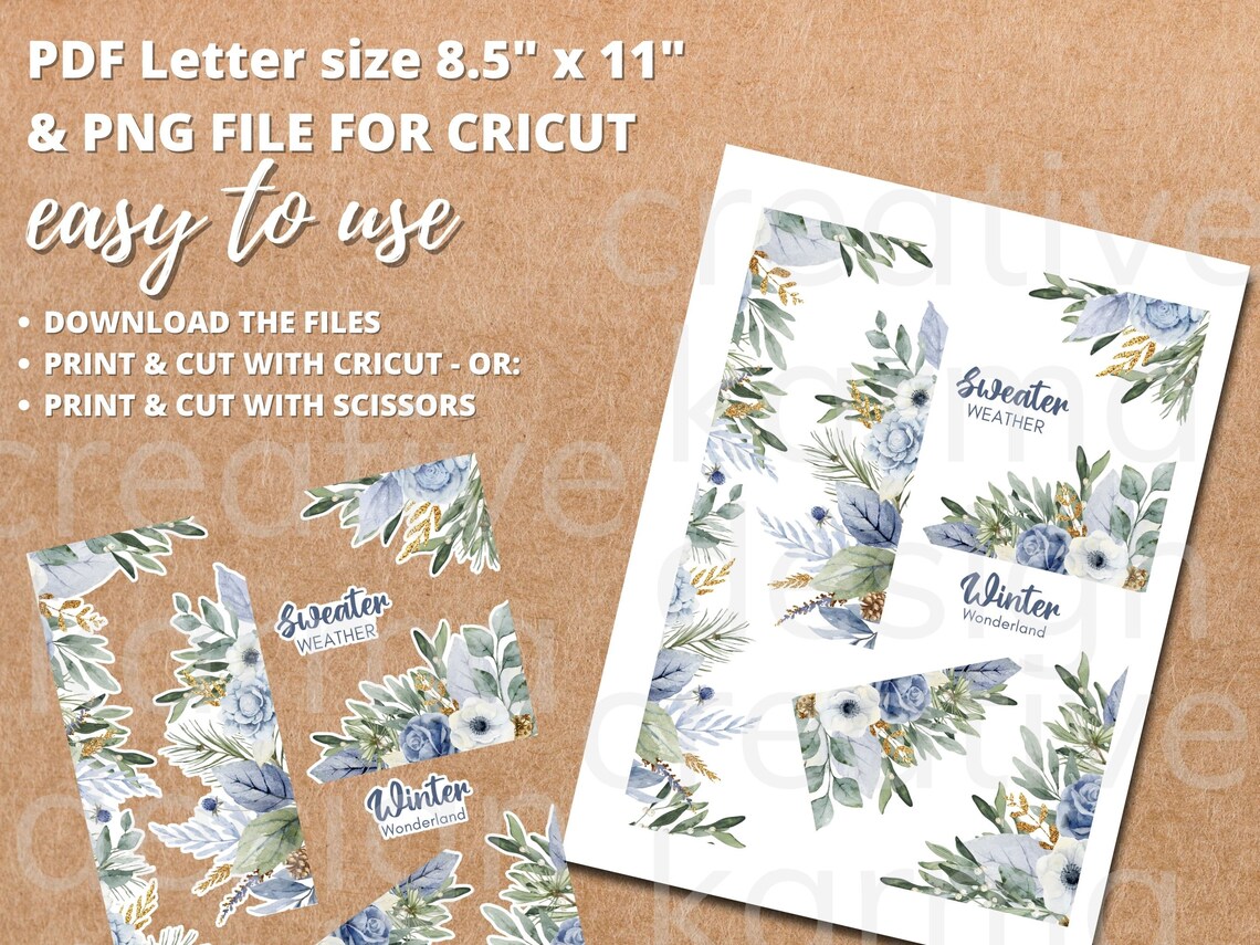 Winter Florals Planner Stickers: Classic Happy Planner, Cricut Ready ...