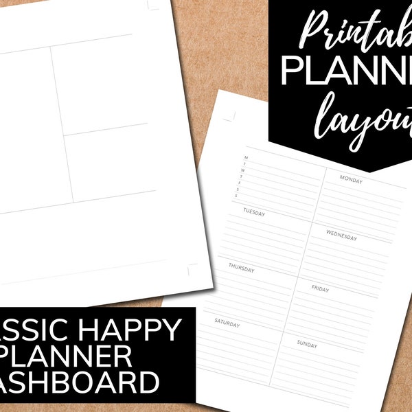 Weekly Undated Planner Inserts - Dashboard Layout Classic Happy Planner, Planner Printables PDF Instant Digital Download