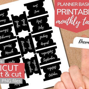 Minimalistischer Kalender mit Tabs: Klassischer Happy Planner, Cricut PNG & PDF (Digitaler Download)