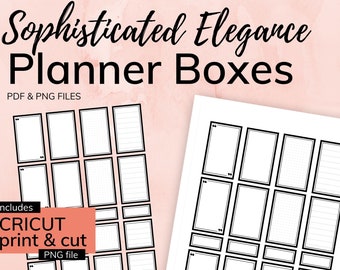Black Planner Stickers: Classic Happy Planner Boxes (PDF & PNG)