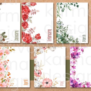 Floral Monthly Printable Dashboard Dividers | Fits Classic & Big Happy ...