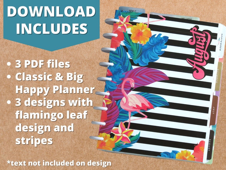Flamingo Printable Dashboard Dividers Fits Classic & Big Happy Planner ...