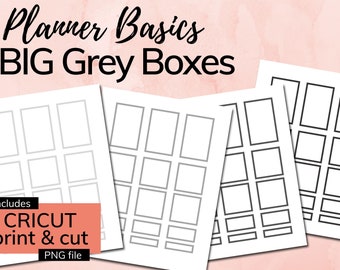 Big Grey Box Planner Stickers: Printable PDF & PNG (Cricut Cut)