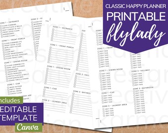 Flylady Cleaning Zone Checklist: Classic Happy Planner Printable (PDF)