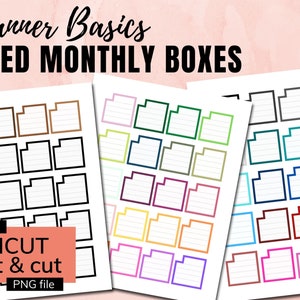 Lined Monthly Planner Box Stickers Multicolor - PRINTABLE Instant Download PDF & PNG Files (Cricut print and cut) - Classic Happy Planner