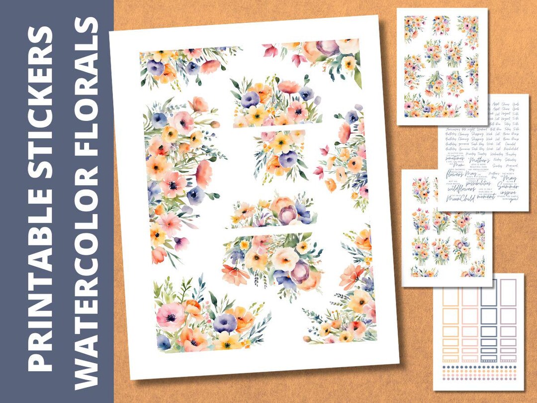 Soft Watercolor Florals Planner Stickers: Classic Happy Planner, Cricut ...