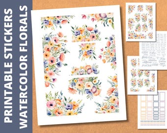 Soft Watercolor Florals Planner Stickers: Classic Happy Planner, Cricut Ready (PDF & PNG)