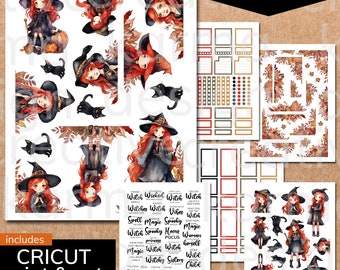 Witches Halloween Planner Stickers: Classic Happy Planner (PDF & PNG)