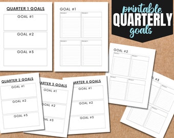 Quarterly Printable Goals Insert Pages for Classic & Big Happy Planner - Instant Download PDF Files