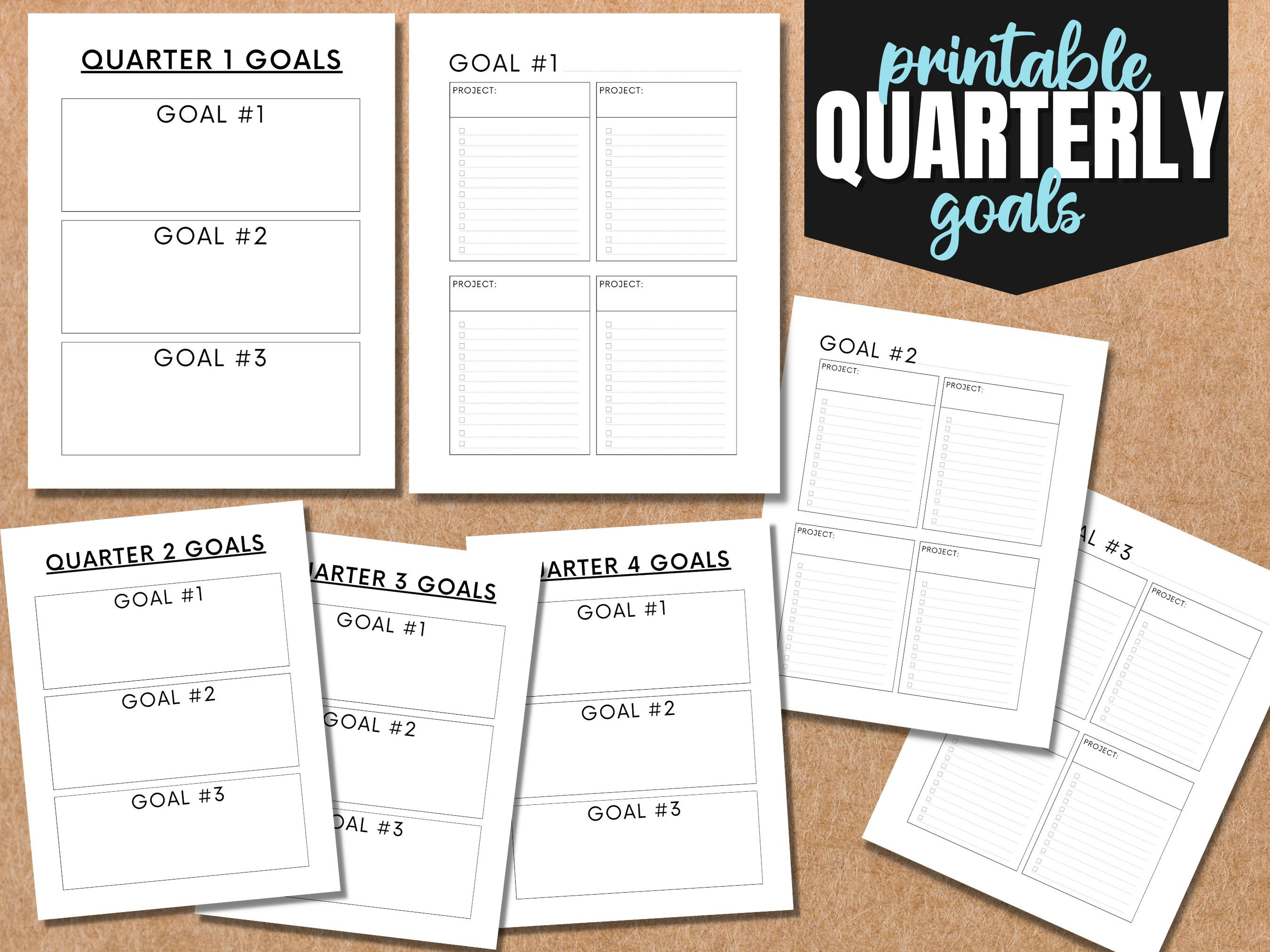 Quarterly Printable Goals Insert Pages for Classic & Big Happy Planner - Instant Download PDF Files