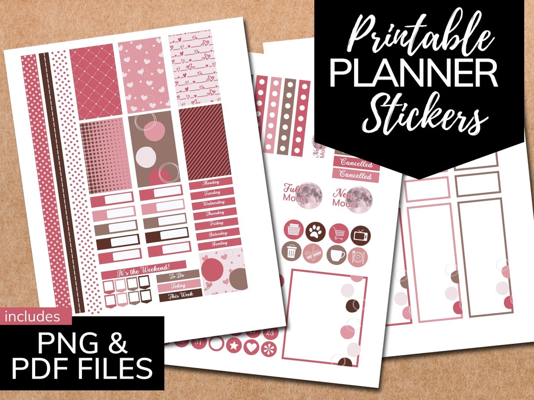 Happy Planner Printable Stickers Classic Vertical Weekly Kit, Valentine ...