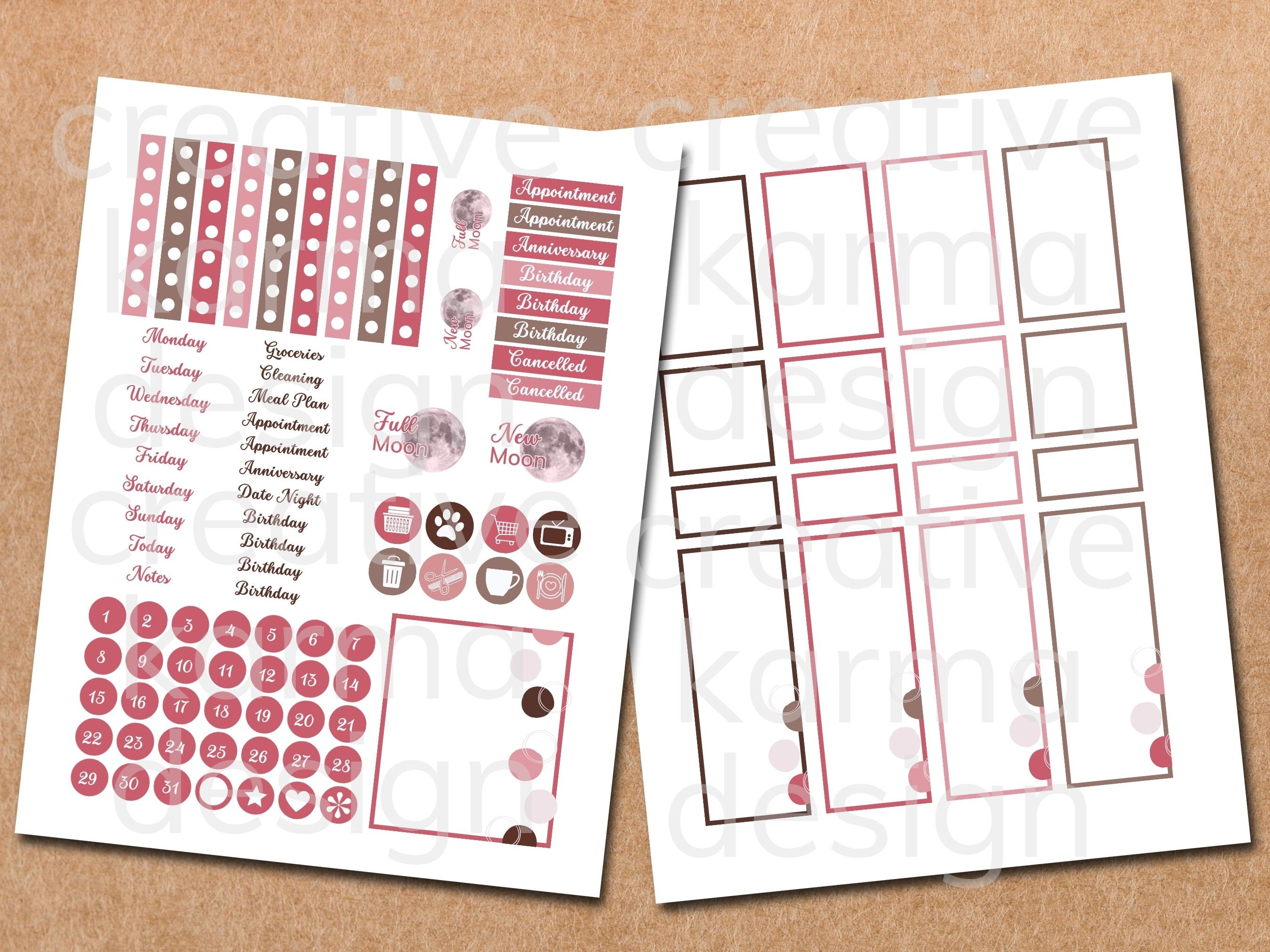 Happy Planner Printable Stickers Classic Vertical Weekly Kit, Valentine ...