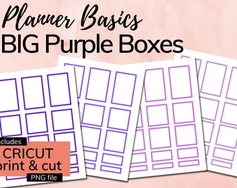 Purple Planner Stickers: Big Happy Planner Boxes (Printable PDF & PNG)