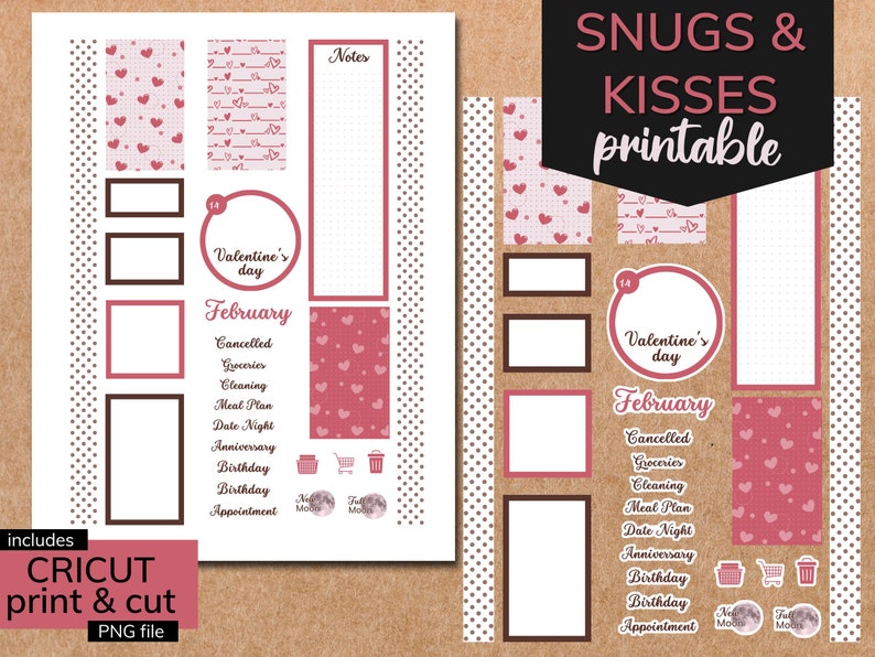 Happy Planner Printable Stickers Classic Vertical Weekly Kit, Valentine ...