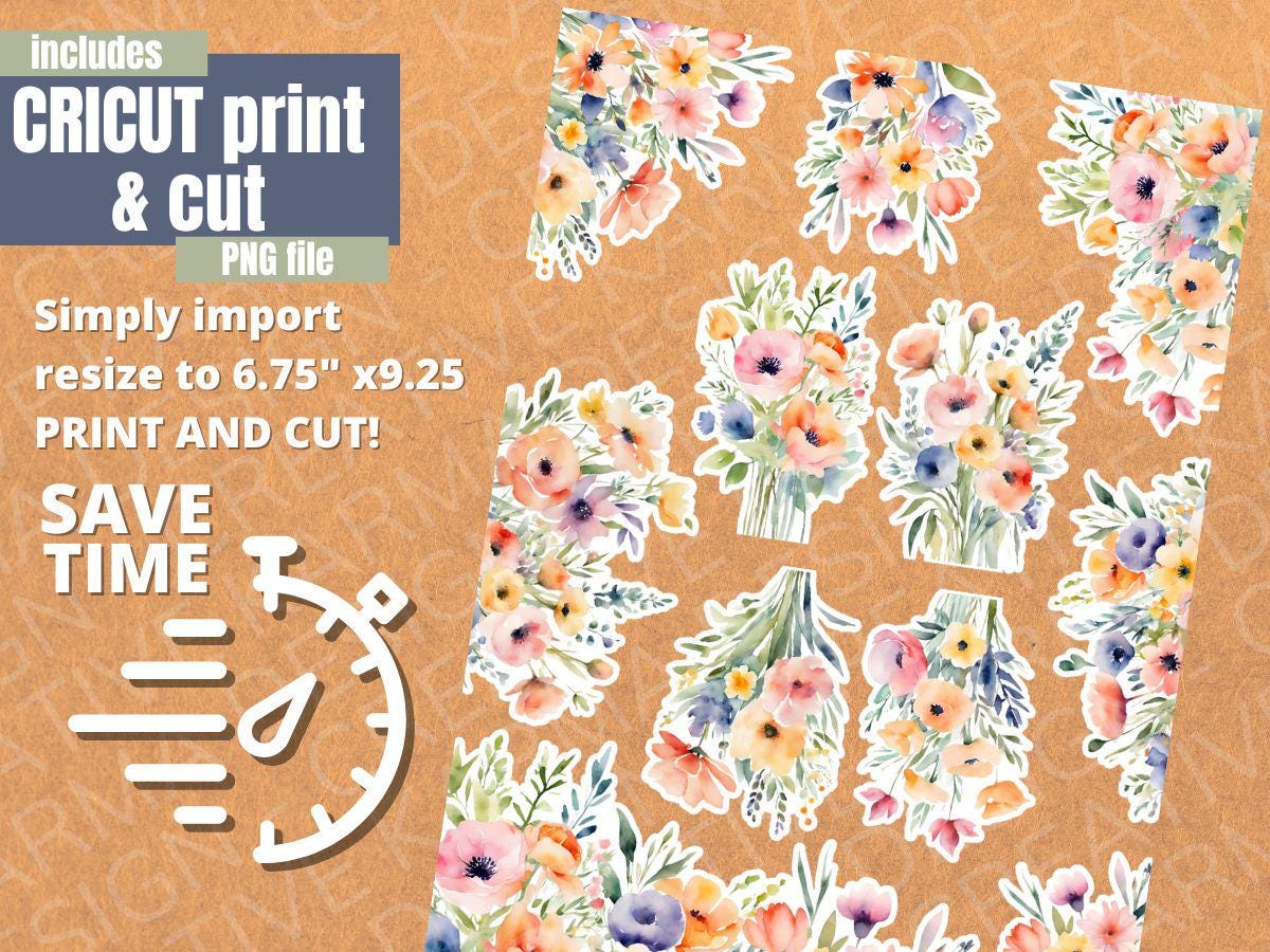 Soft Watercolor Florals Planner Stickers: Classic Happy Planner, Cricut ...