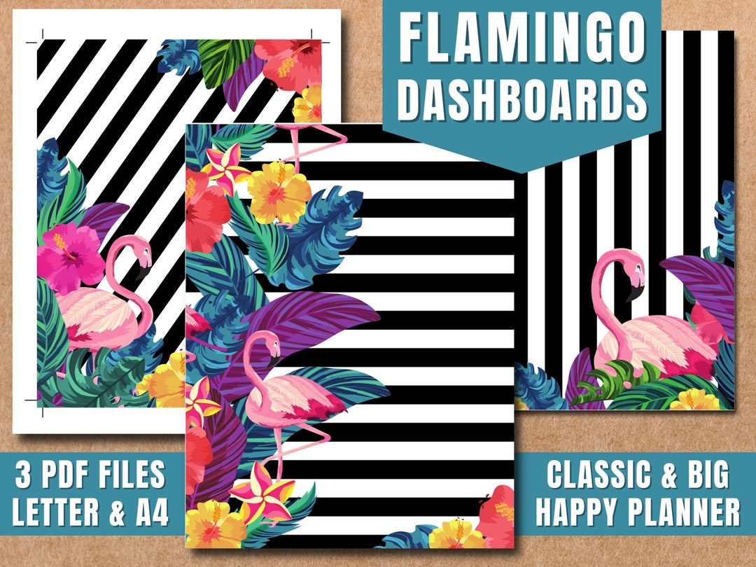 Flamingo Printable Dashboard Dividers Fits Classic & Big Happy Planner ...