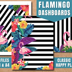 Flamingo Printable Dashboard Dividers Fits Classic & Big Happy Planner - Instant Download PDF Files