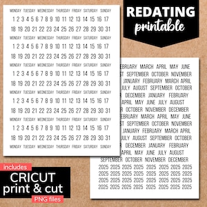 Printable Days, Number, dates & Month Planner Stickers - Repurpose old or undated planners and Journals
