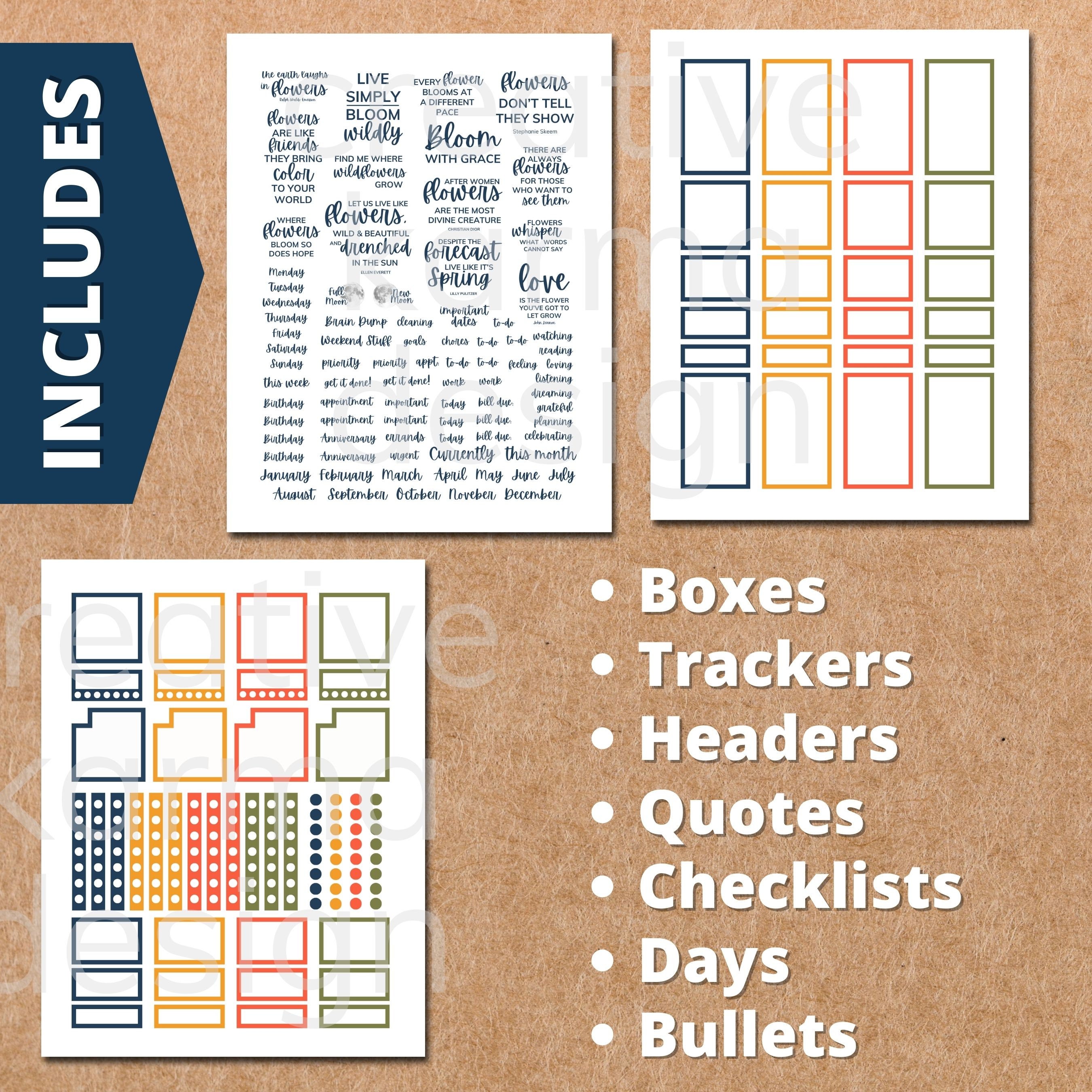 Florals Printable Planner Stickers Classic Happy Planner Instant ...