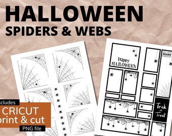 Halloween Planner Stickers: Spiders & Webs - Cricut Ready (Digital Download)