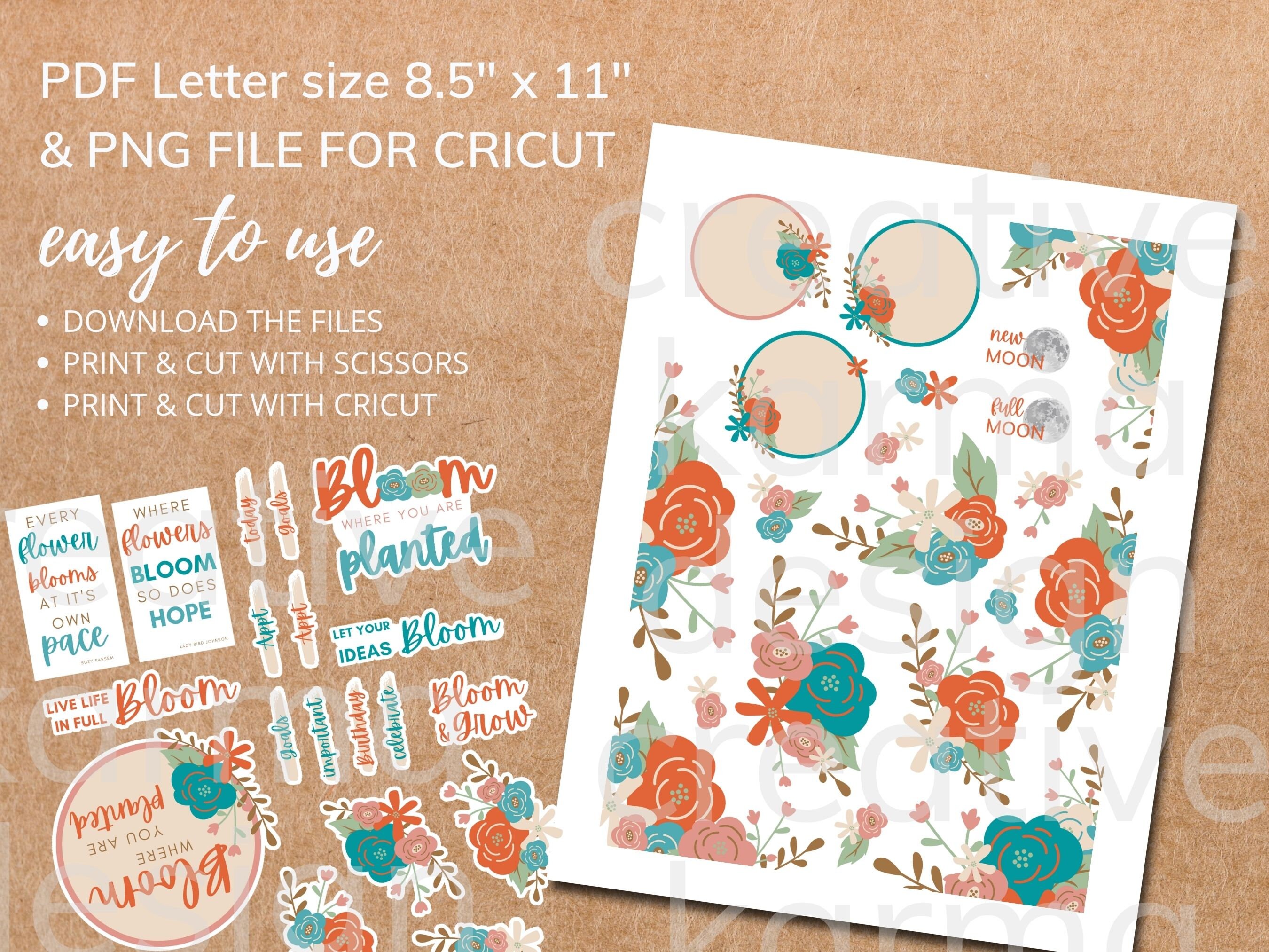 Funky Floral Planner Stickers: Classic Happy Planner, Cricut Ready (PDF ...