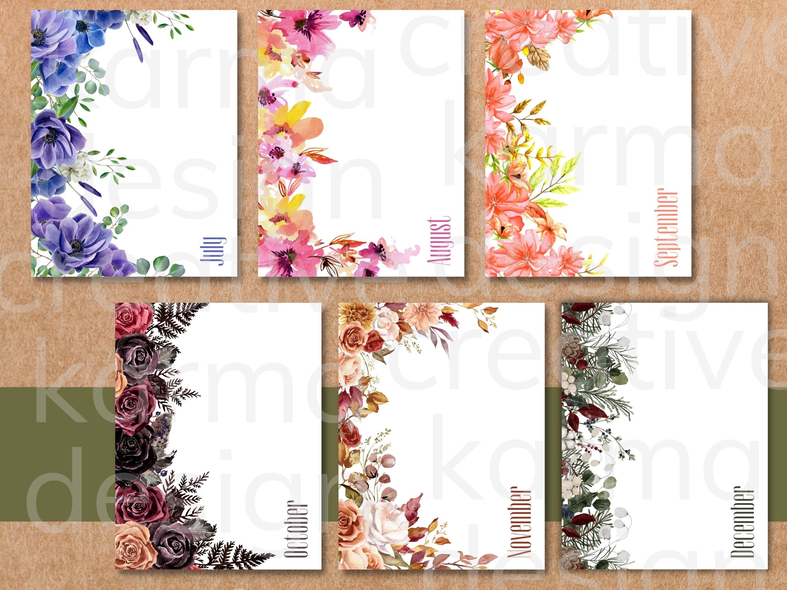 Floral Monthly Printable Dashboard Dividers | Fits Classic & Big Happy ...