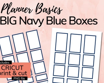 BIG Navy Blue Box Planner Stickers - Printable Instant Download PDF & PNG Files (Cricut print and cut) - Fits Big Happy Planner