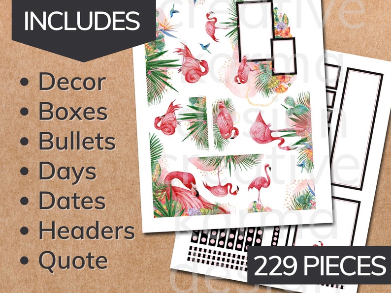 Flamingo Planner Stickers: Classic Happy Planner, Cricut Ready (PDF ...
