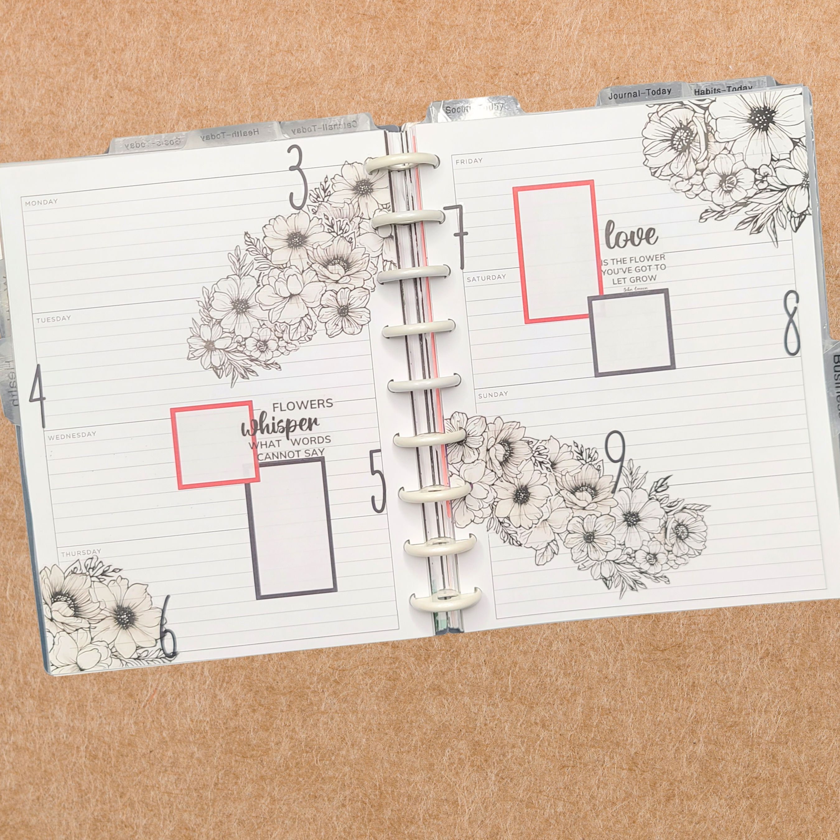 Black and White Floral Planner Stickers | Happy Planner, Cricut Ready ...