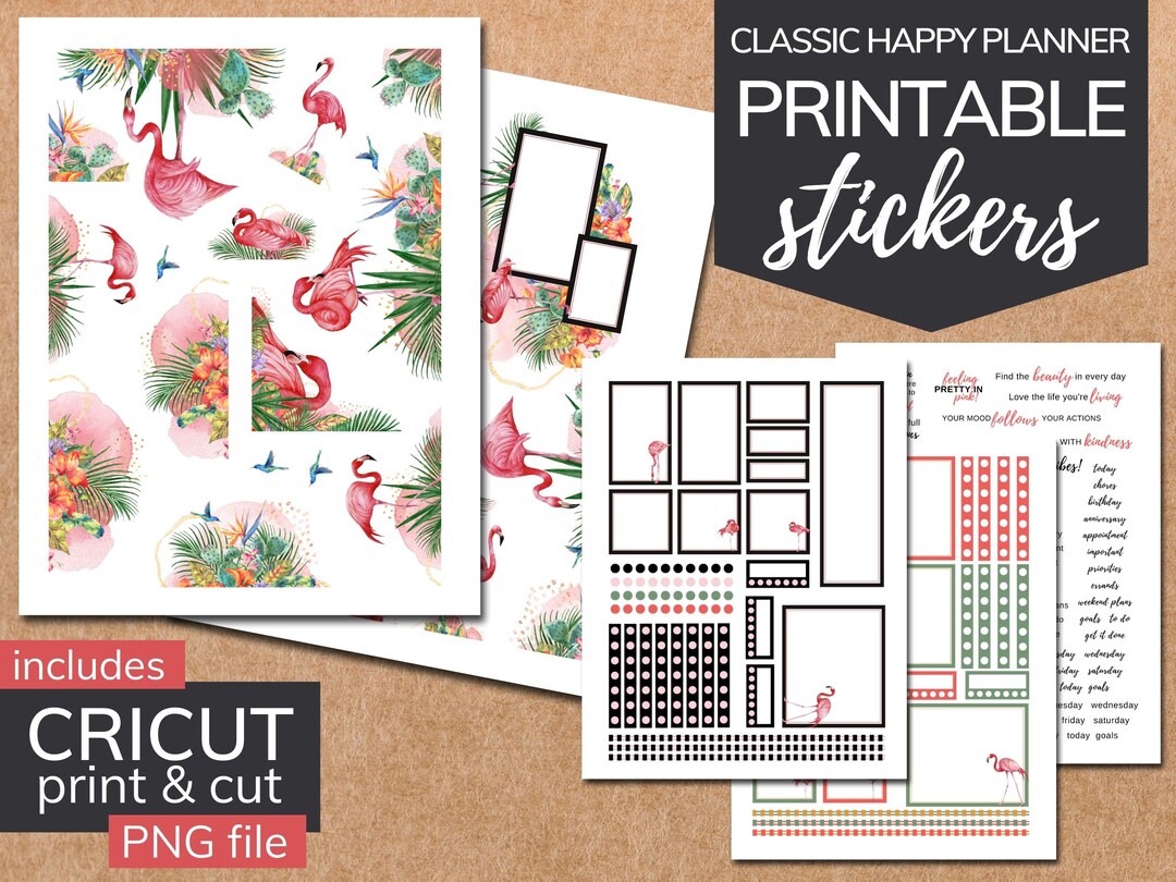 Flamingo Planner Stickers: Classic Happy Planner, Cricut Ready (PDF ...