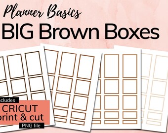 BIG Brown Box Planner Stickers - Printable Instant Download PDF & PNG Files (Cricut print and cut) - Fits Big Happy Planner