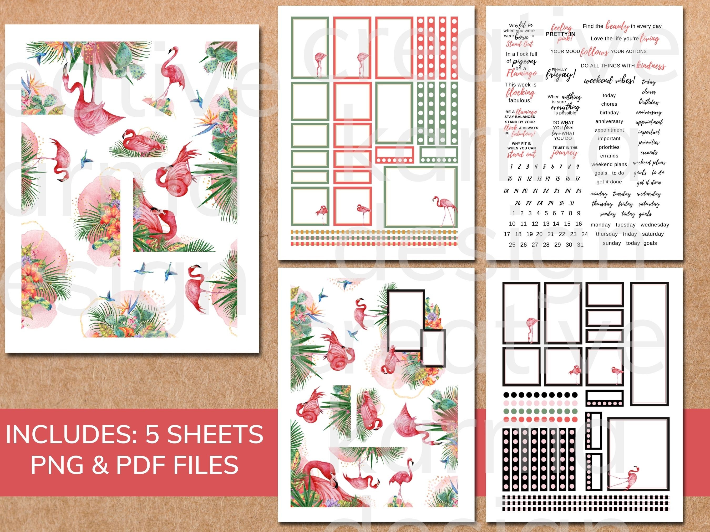 Flamingo Printable Planner Stickers Classic Happy Planner Etsy