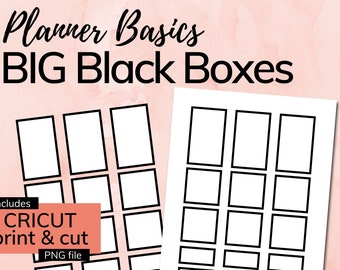 Big Black Box Planner Stickers: Cricut Compatible (PDF & PNG)