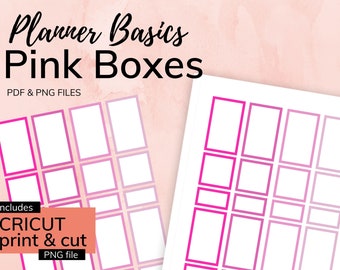 Pink Planner Box Stickers: Classic Happy Planner, Cricut Ready (PDF & PNG)
