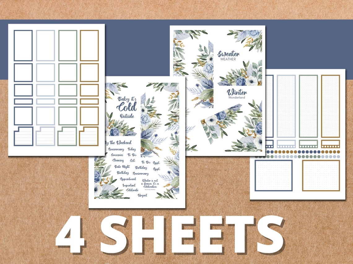 Winter Florals Planner Stickers: Classic Happy Planner, Cricut Ready ...