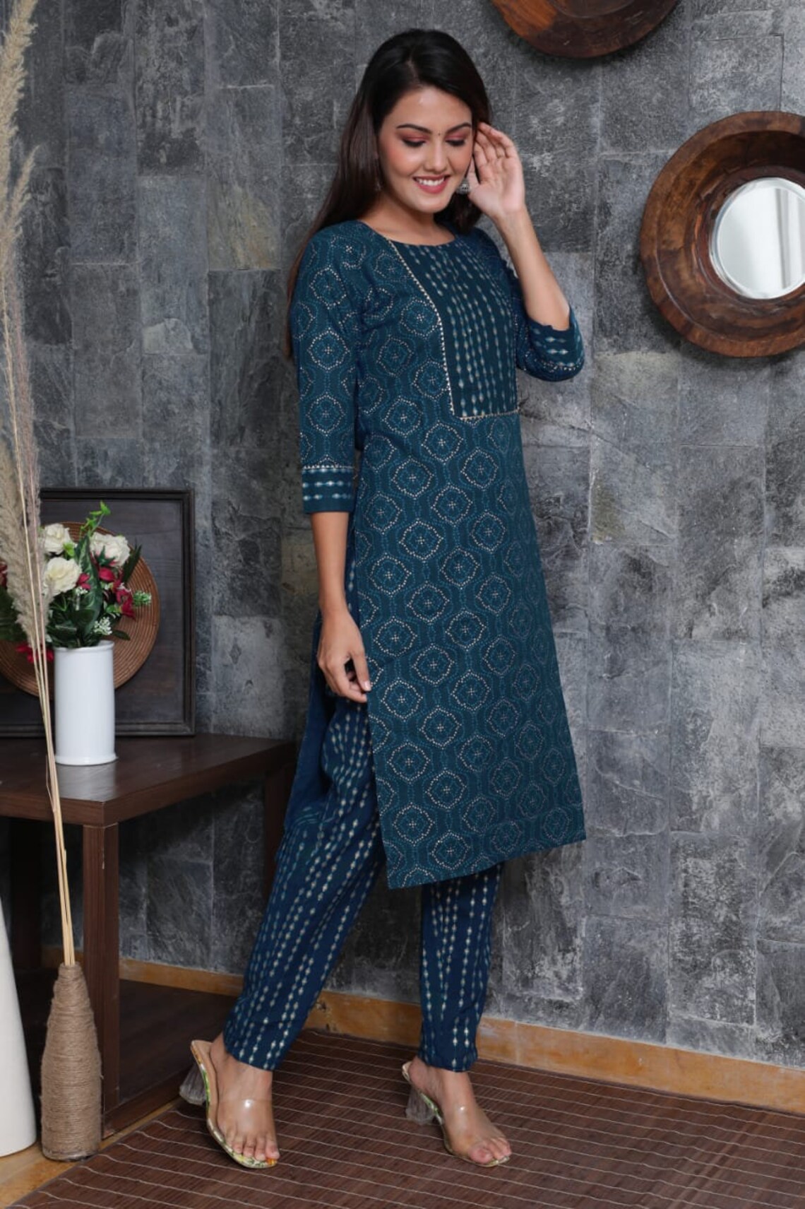 Women Indian Ethnic Kurta Kurti Pant Designer Pakistani Salwar Etsy