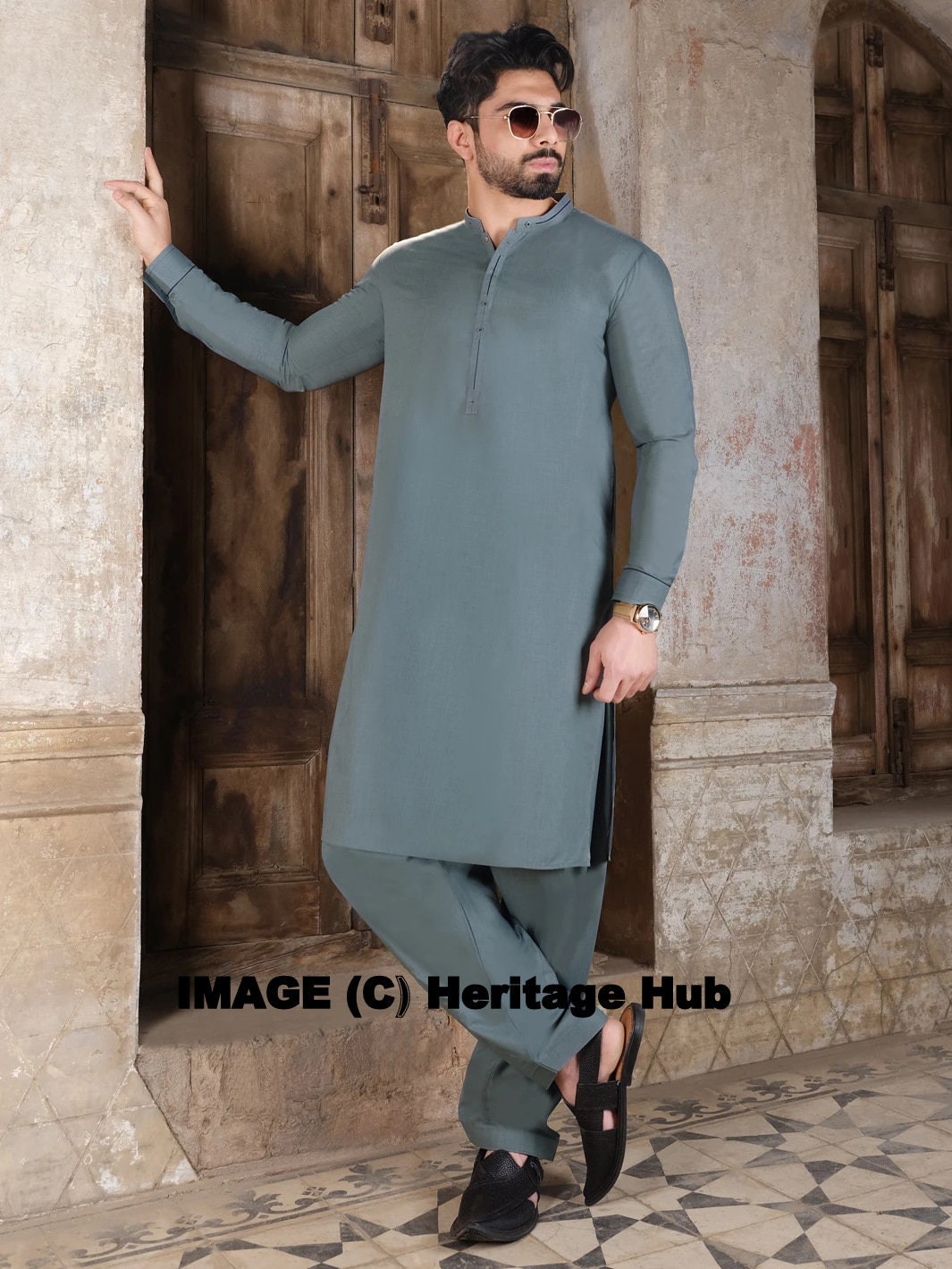 Linen Mens Kurta Pajama Indian Pakistani Pathani suit Etsy