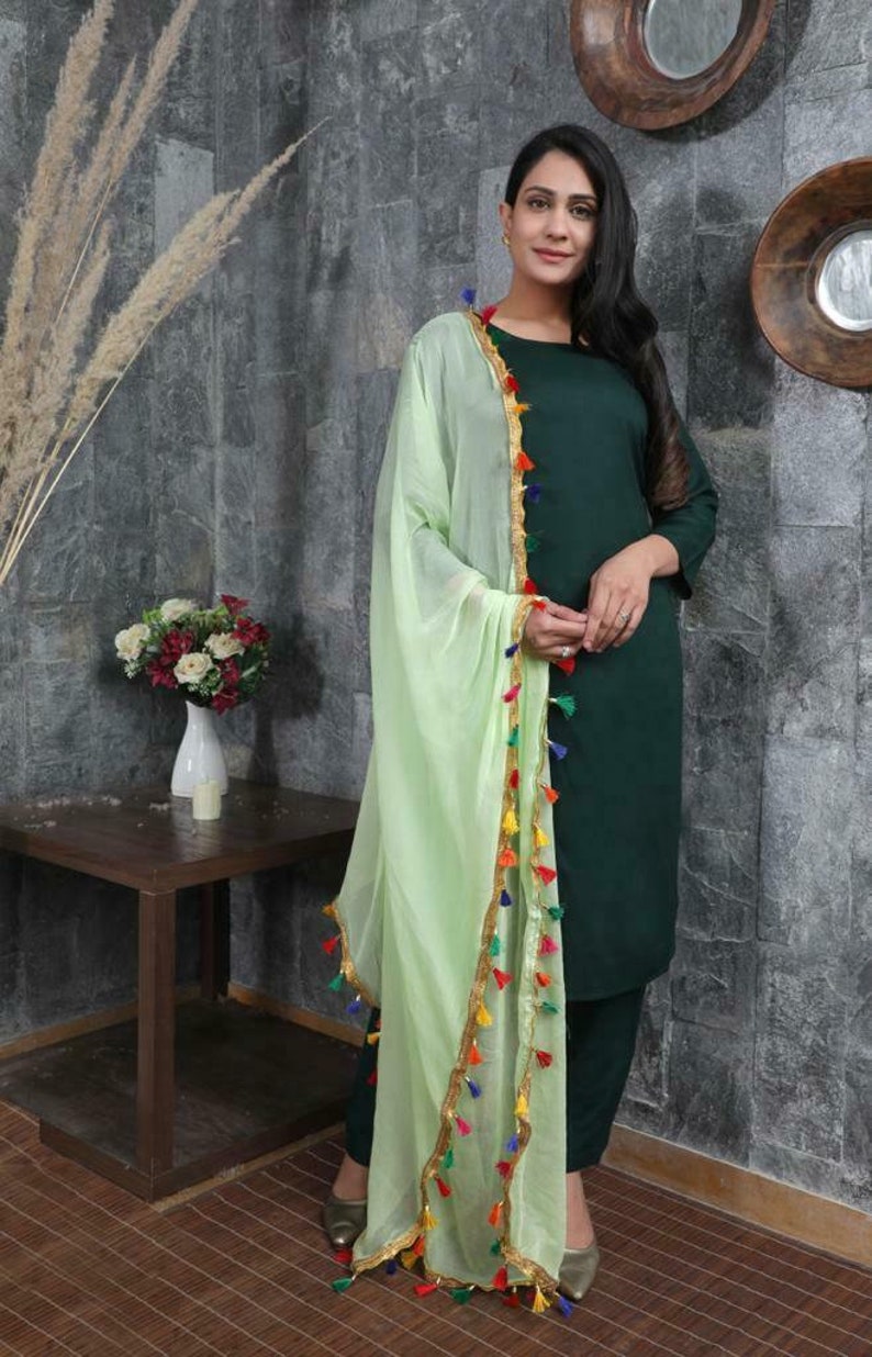 Women Indian Ethnic Green Palazzo Kurta With Dupatta Stitched Salwar Kameez Suit