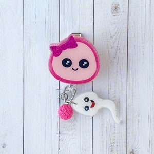 Egg And Sperm Badge Reel | Fertility Badge Reel | Glitter Badge Reel | Cute Badge Reel | ID Badge Holder | Medical Badge Reel