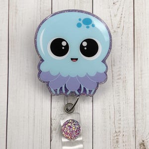 Jellyfish Badge Reel | Cute Glitter Badge Reel | Ocean Badge Reel | Summer Badge Reel | ID Badge Holder | Nurse Gift | Marine Life | Beach