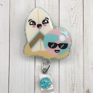 Surfboard Beachball Badge Reel | Glitter Badge Reel | Cute Badge Reel | Beach Badge Reel | Summer Badge Reel | ID Badge Holder | Nurse Gift